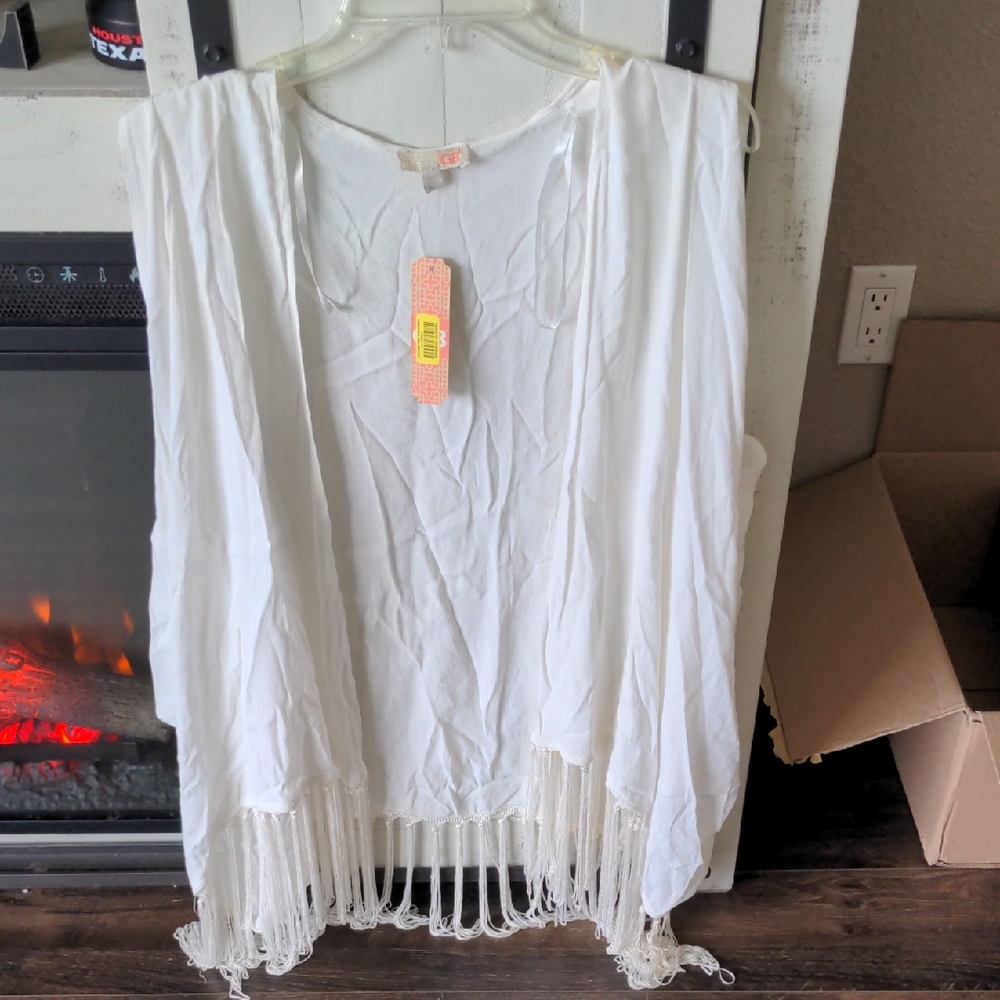 White Fringe Women's Top